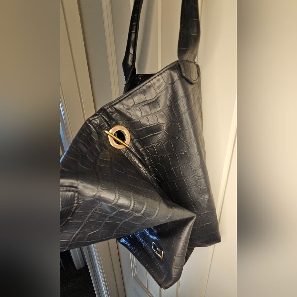 [Betty Barclay] Black Leather ♡♡ Over The Shoulder Purse - Picture 7 of 16